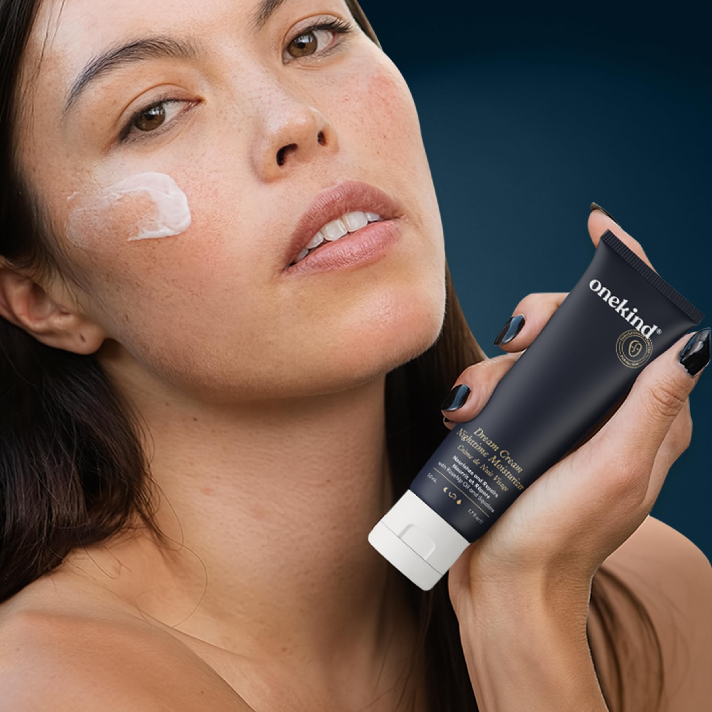 Onekind Dream Cream Night vegan formula communicates ethical, planet-friendly skincare.
