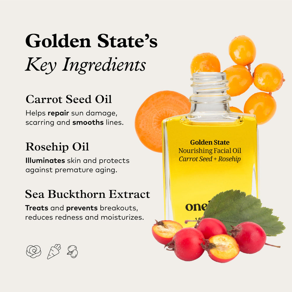 Onekind Golden State carrot seed oil drop for radiant skin