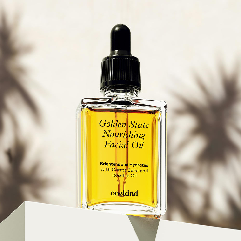 Onekind Golden State rosehip seed oil close-up for brightening skin