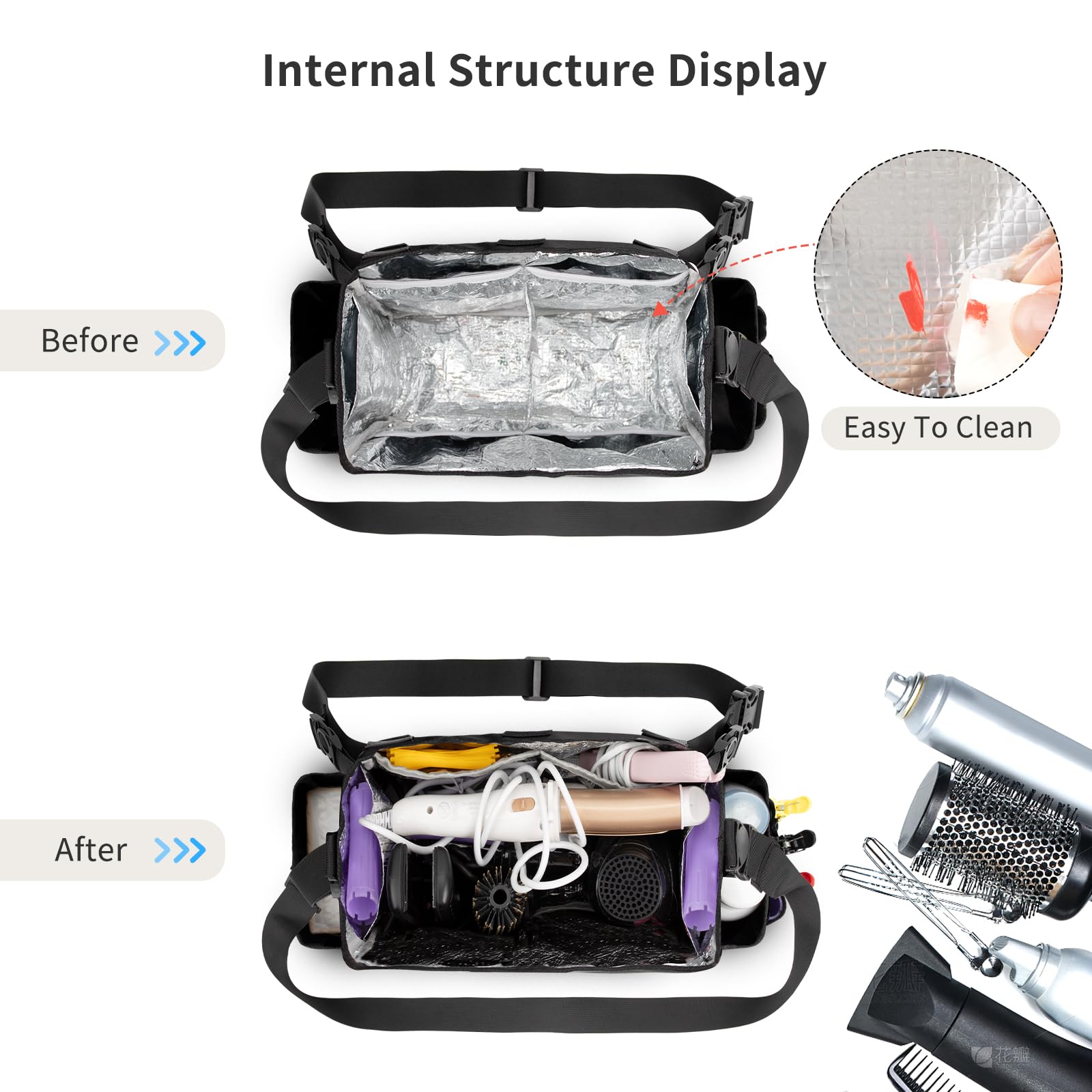 onemoky hairdresser bag large opening design for fast item access.