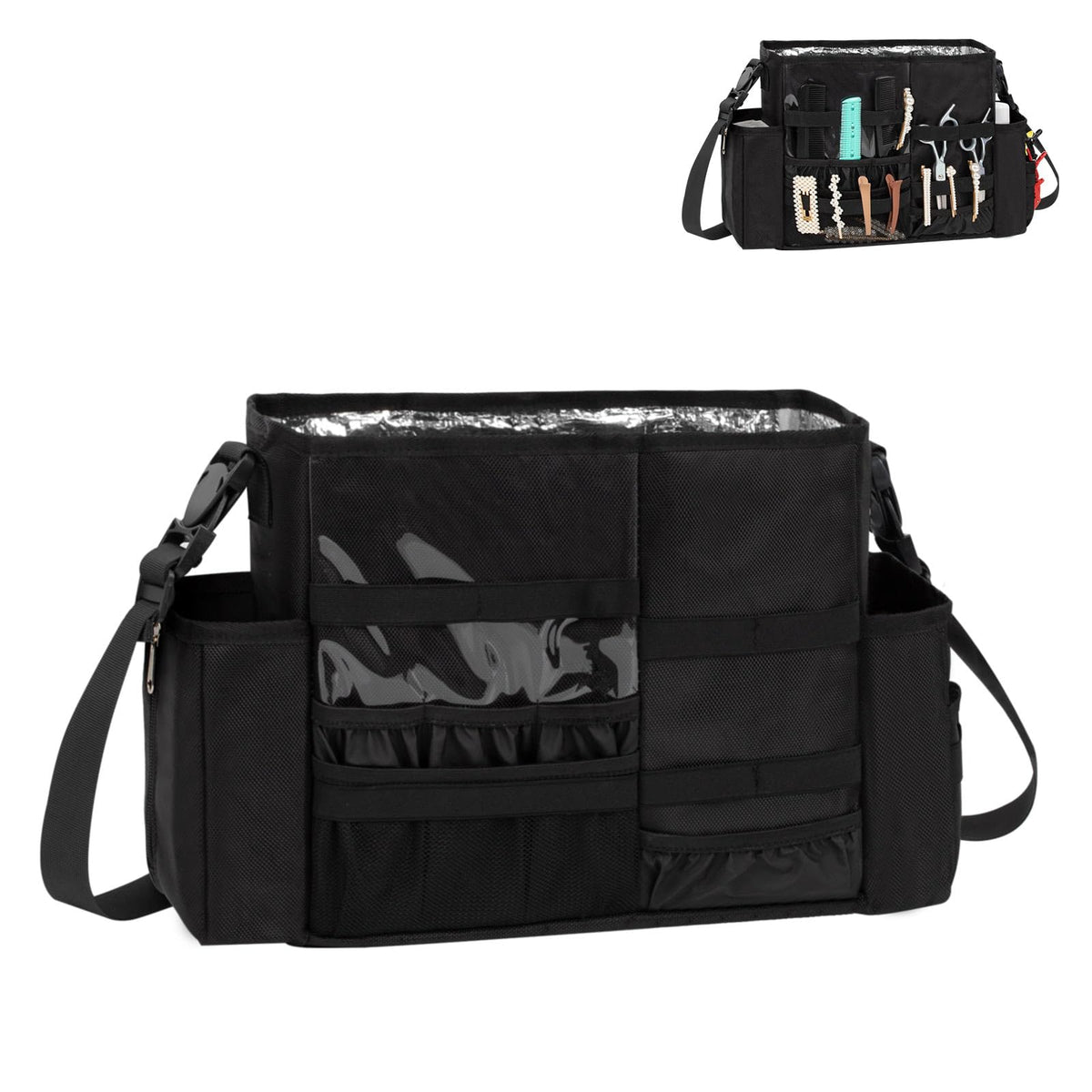 onemoky hairdresser bag main compartment keeps tools organized for quick access.