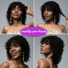 OnePart water-wave wig back view with volume and natural shine