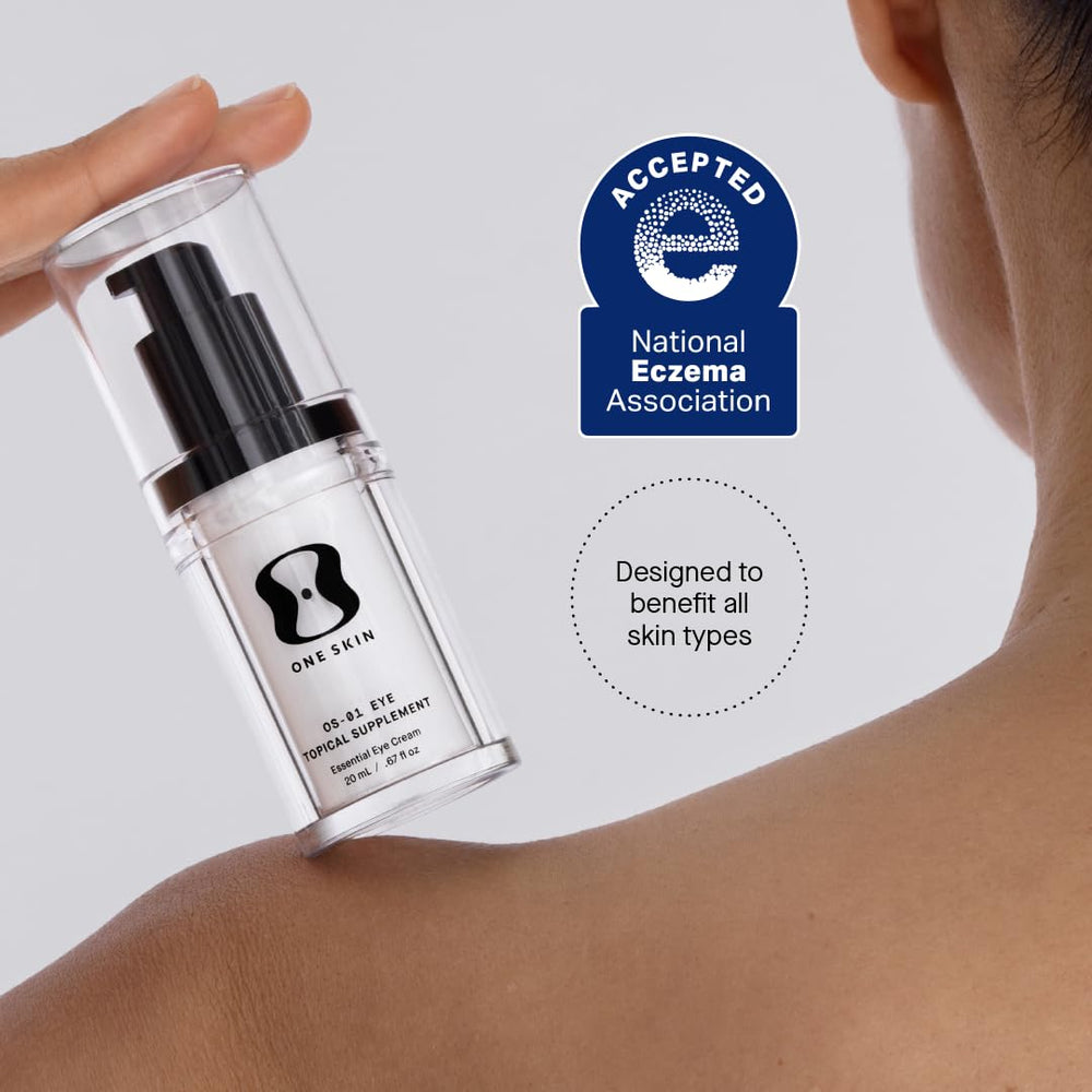 oneskin EYE OS-01 refill applied around the eye for smoother-feeling skin.