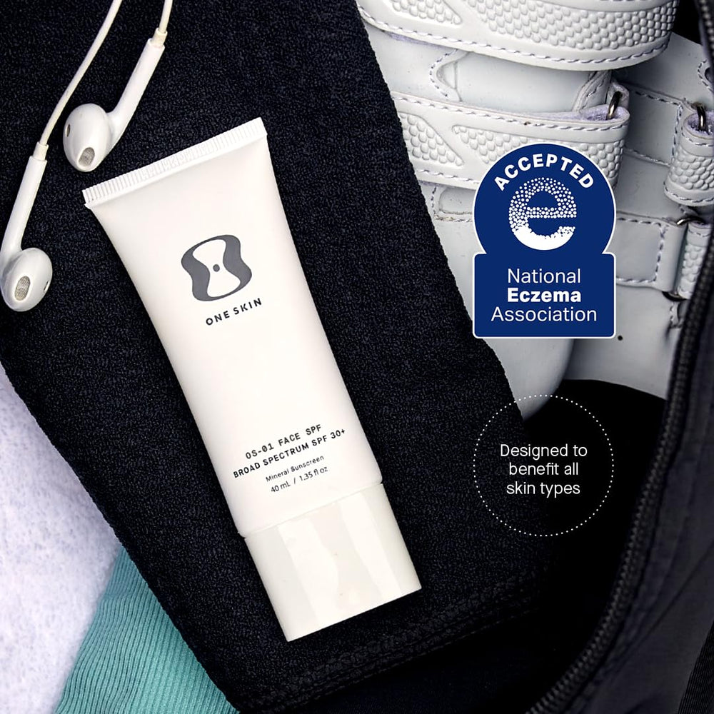 OneSkin FACE SPF OS-01 blue light protection graphic.