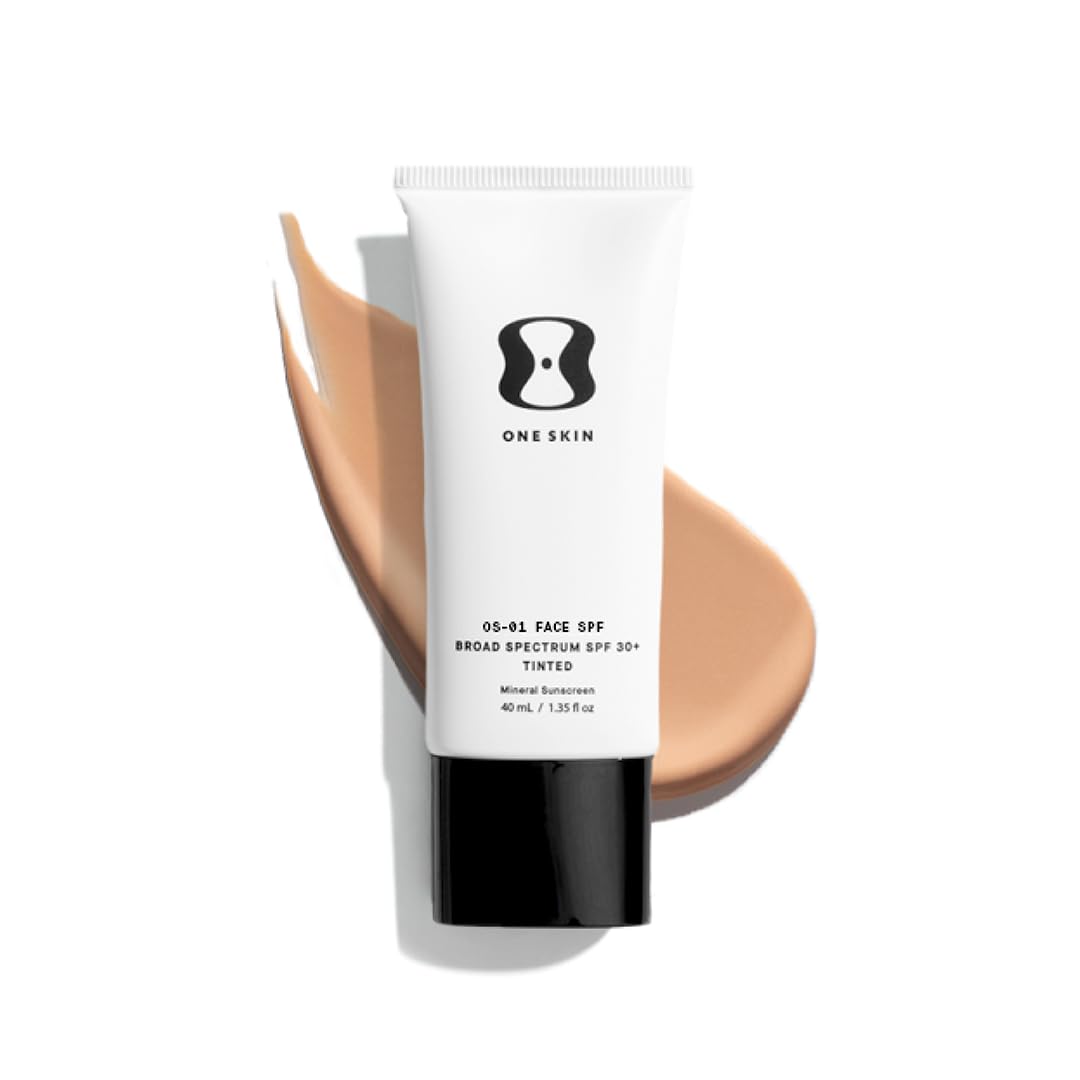OneSkin FACE SPF OS-01 bottle-front view highlights mineral sunscreen protection