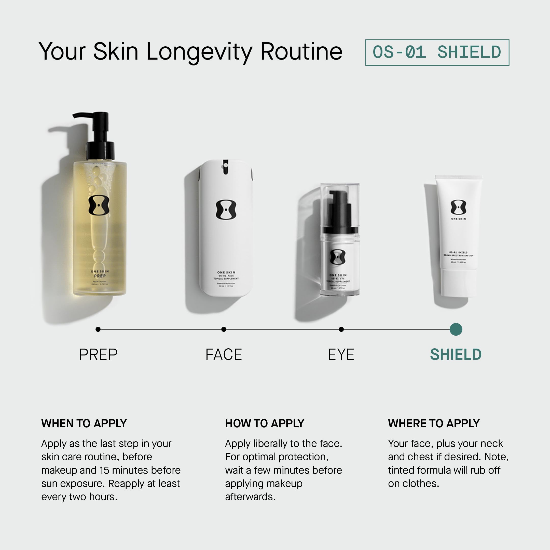 OneSkin FACE SPF OS-01 packaging highlighting cruelty-free and fragrance-free.