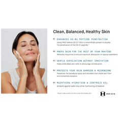OneSkin PREP cleanser on sink scene emphasizing natural skin balance