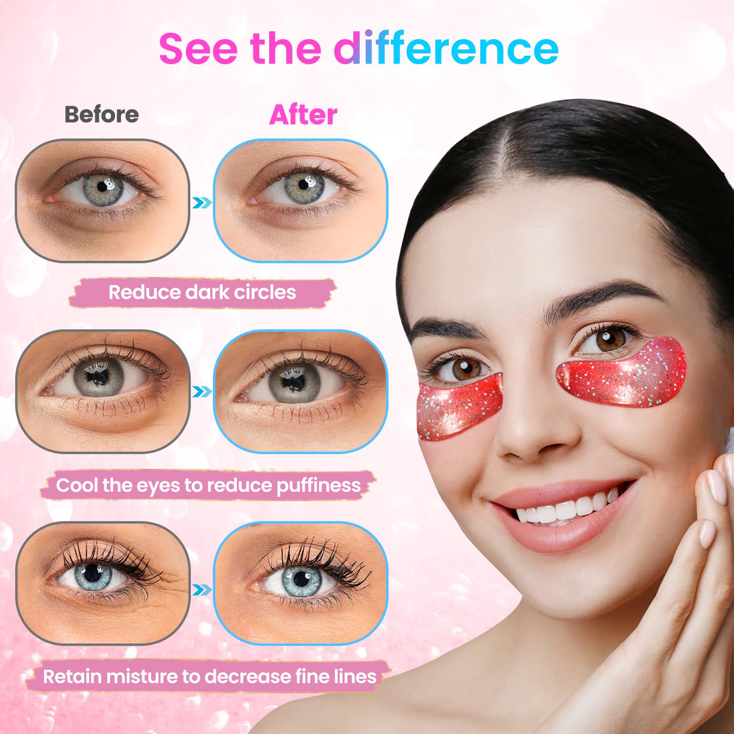 Onespring collagen eye patches close-up showing skin-loving formula