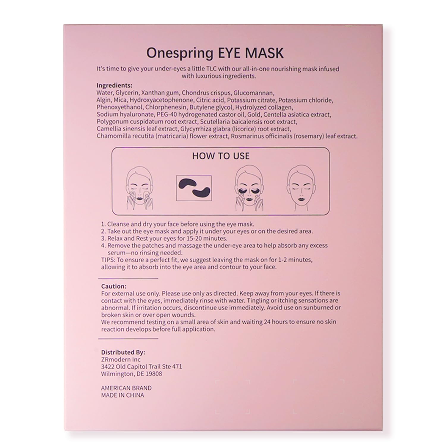 Onespring gift-ready 24K gold eye patches—stocking stuffers and gifts