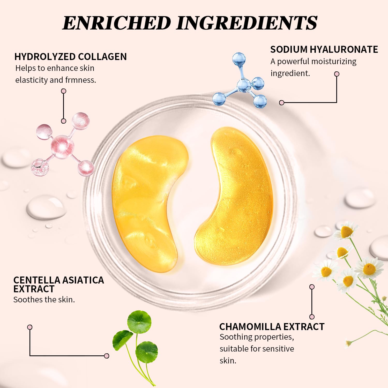 Onespring under eye patches on skin—visible smoothing of fine lines and puffiness