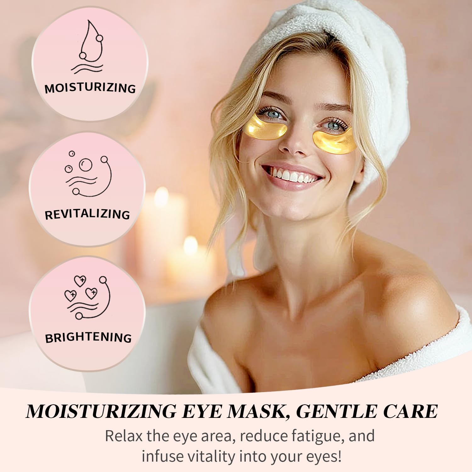 Onespring 24K gold eye patch ingredients close-up—collagen and hyaluronic acid for hydration