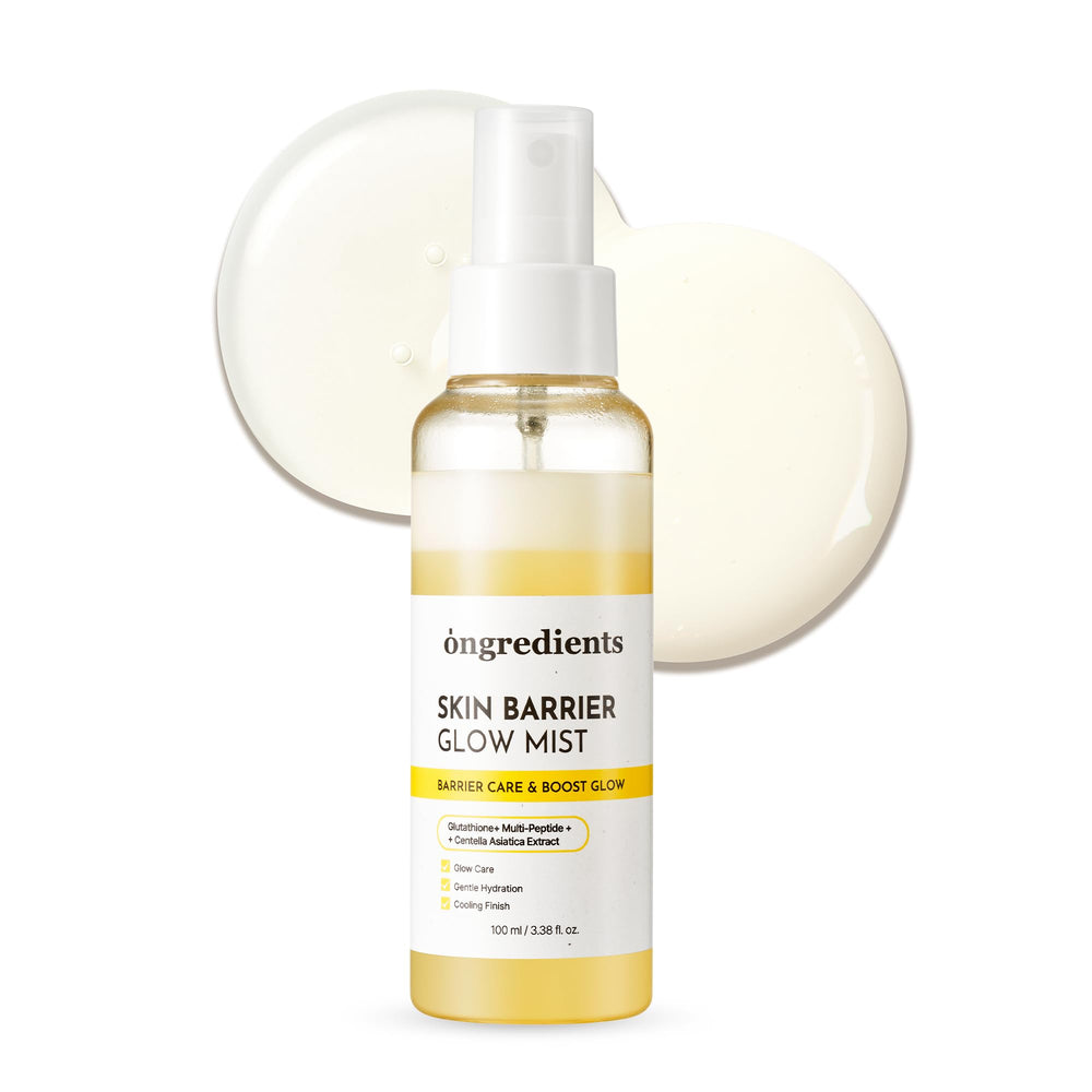 ONGREDIENTS Skin Barrier Glow Mist bottle front for daily refreshing hydration.