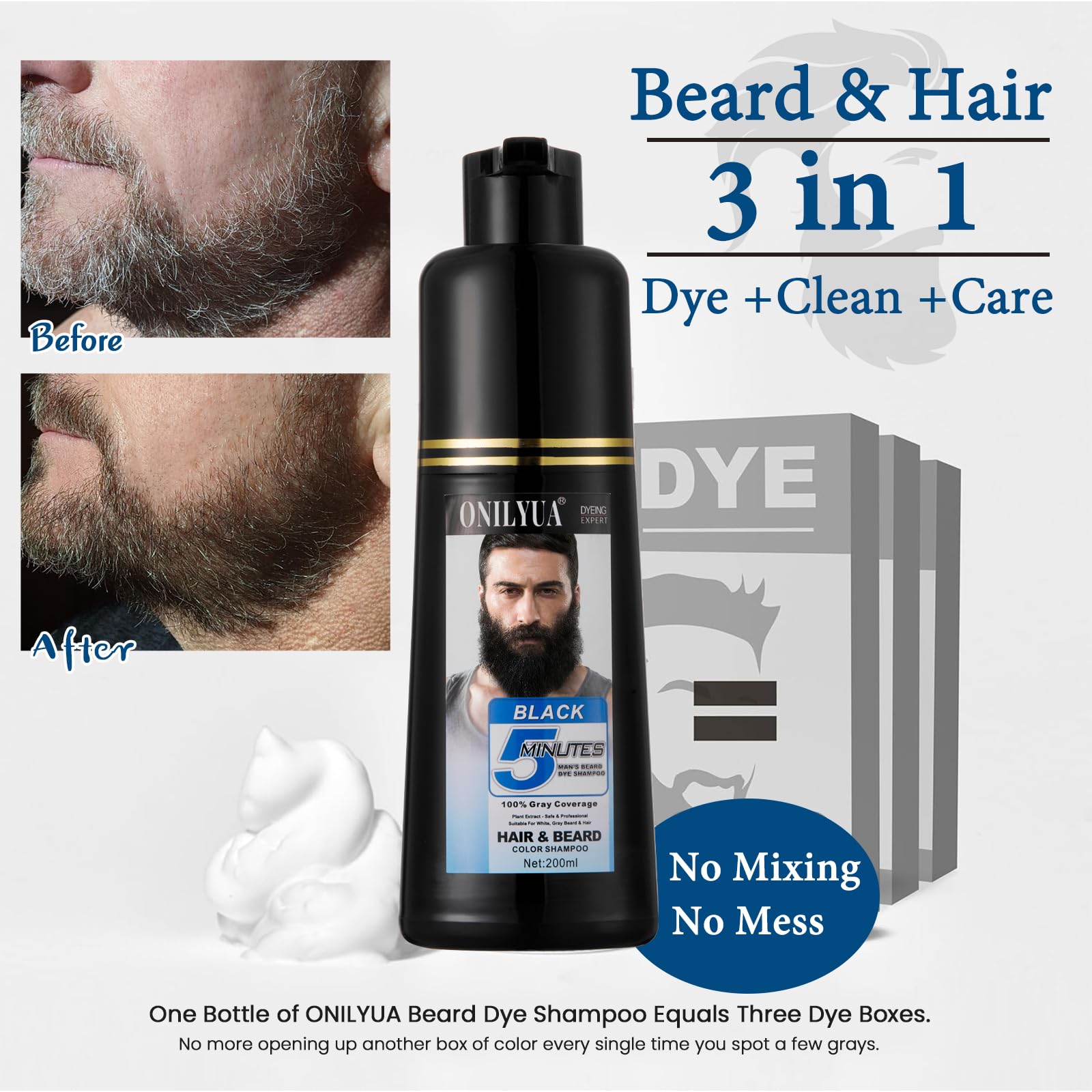 Onilyua beard-dye gloves-application highlights mess-free 5–10 minute process