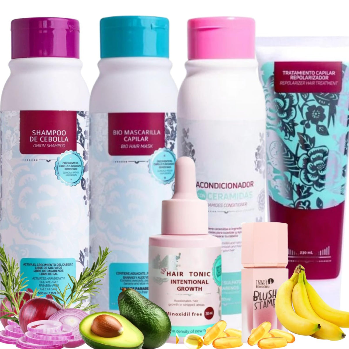 Onion Growth Kit packaging showing a complete set for healthier hair growth potential.