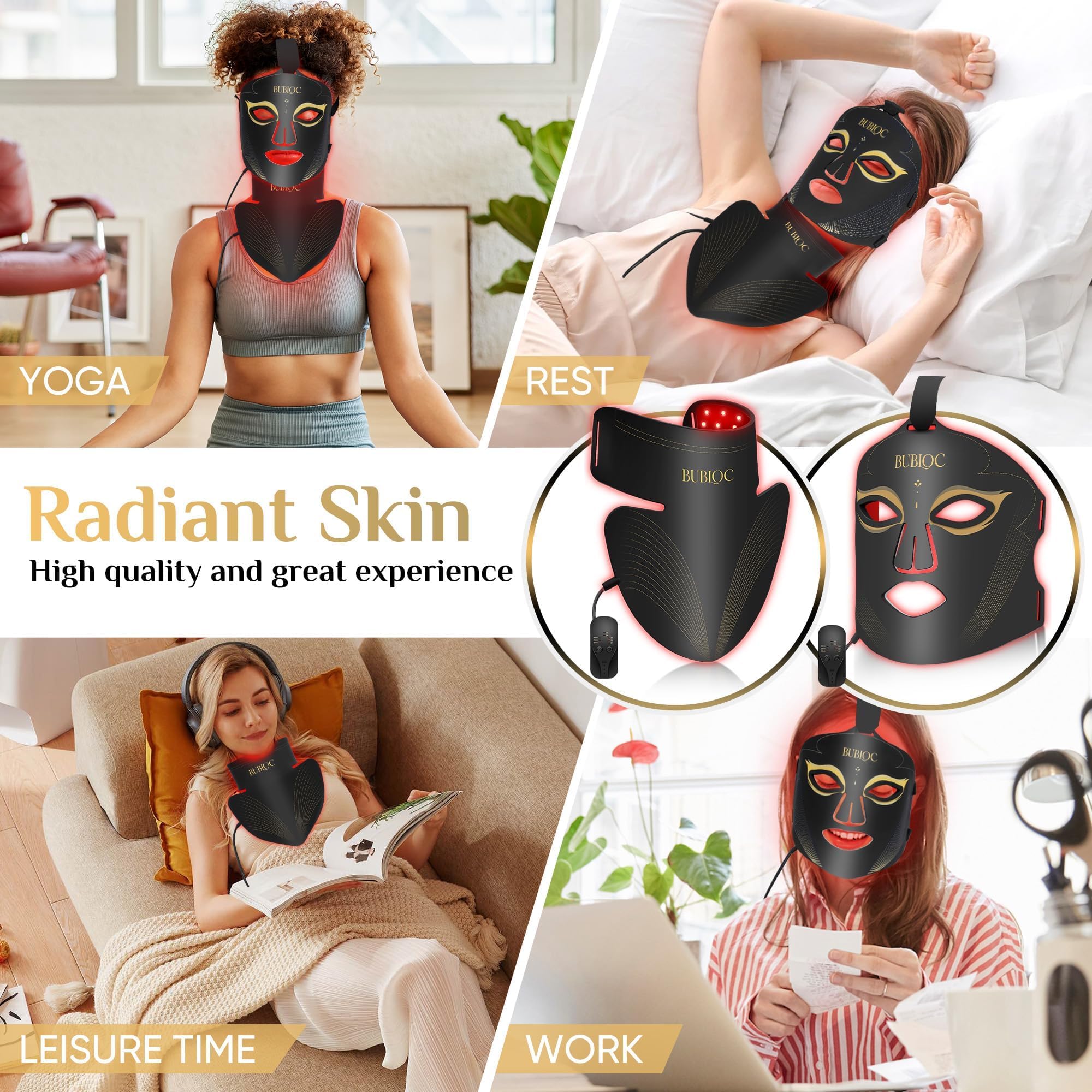 Onisdin red light mask in use during a relaxing home session