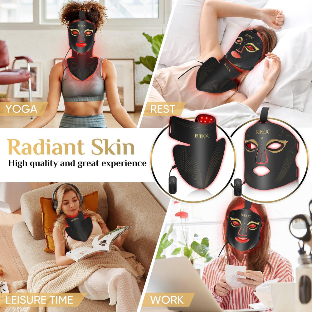 Onisdin red light mask in use during a relaxing home session