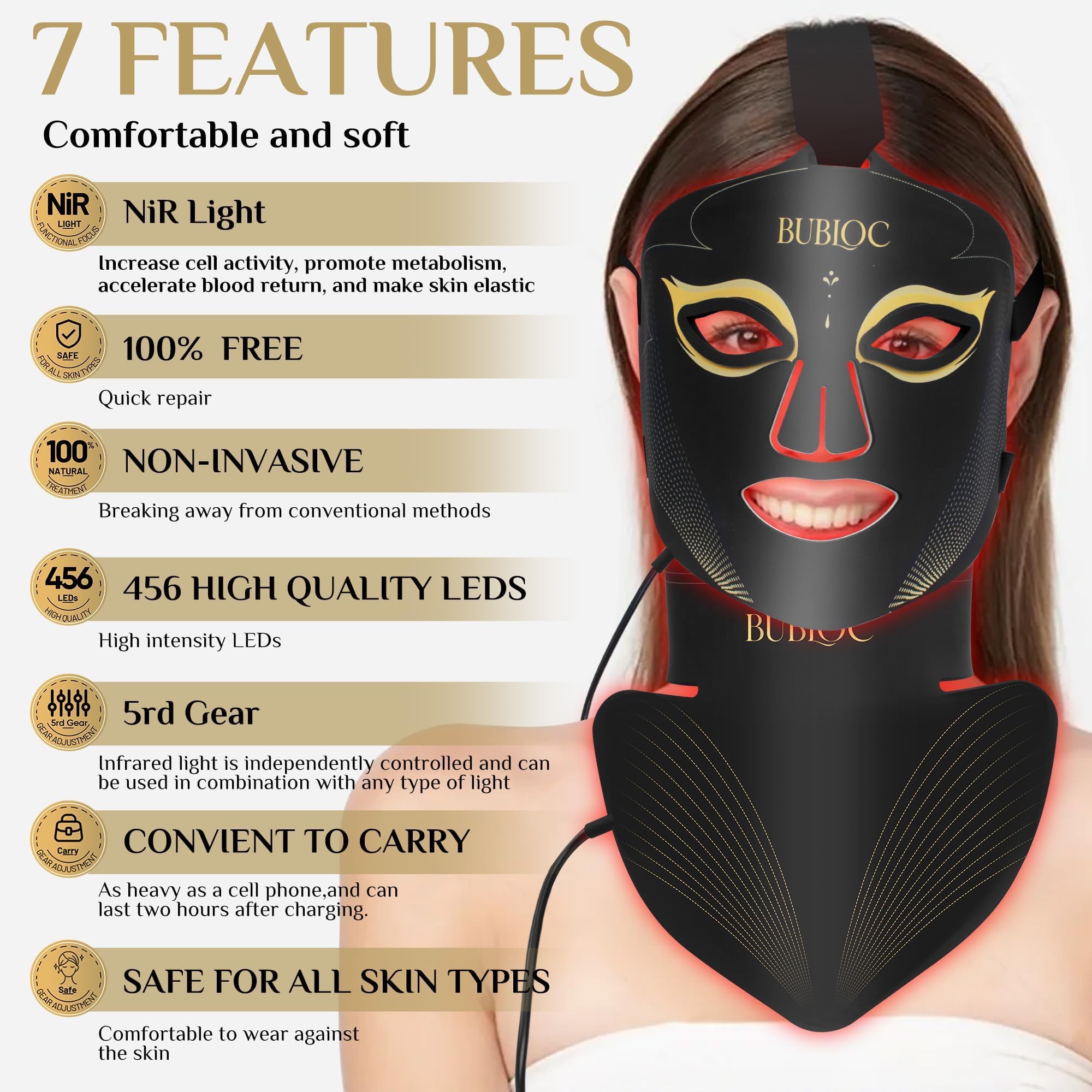 Onisdin red light neck mask side view for neck routine