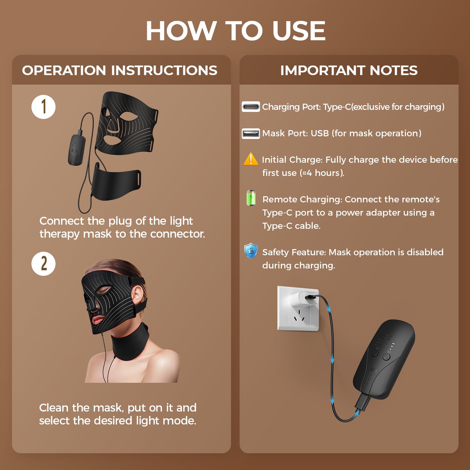 ONLUKY control panel with brightness levels to customize your treatment.