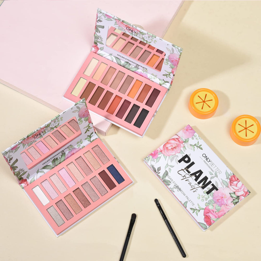 ONLYBETTER vegan nude eyeshadow palette bronze and smoky shades for date-night drama.
