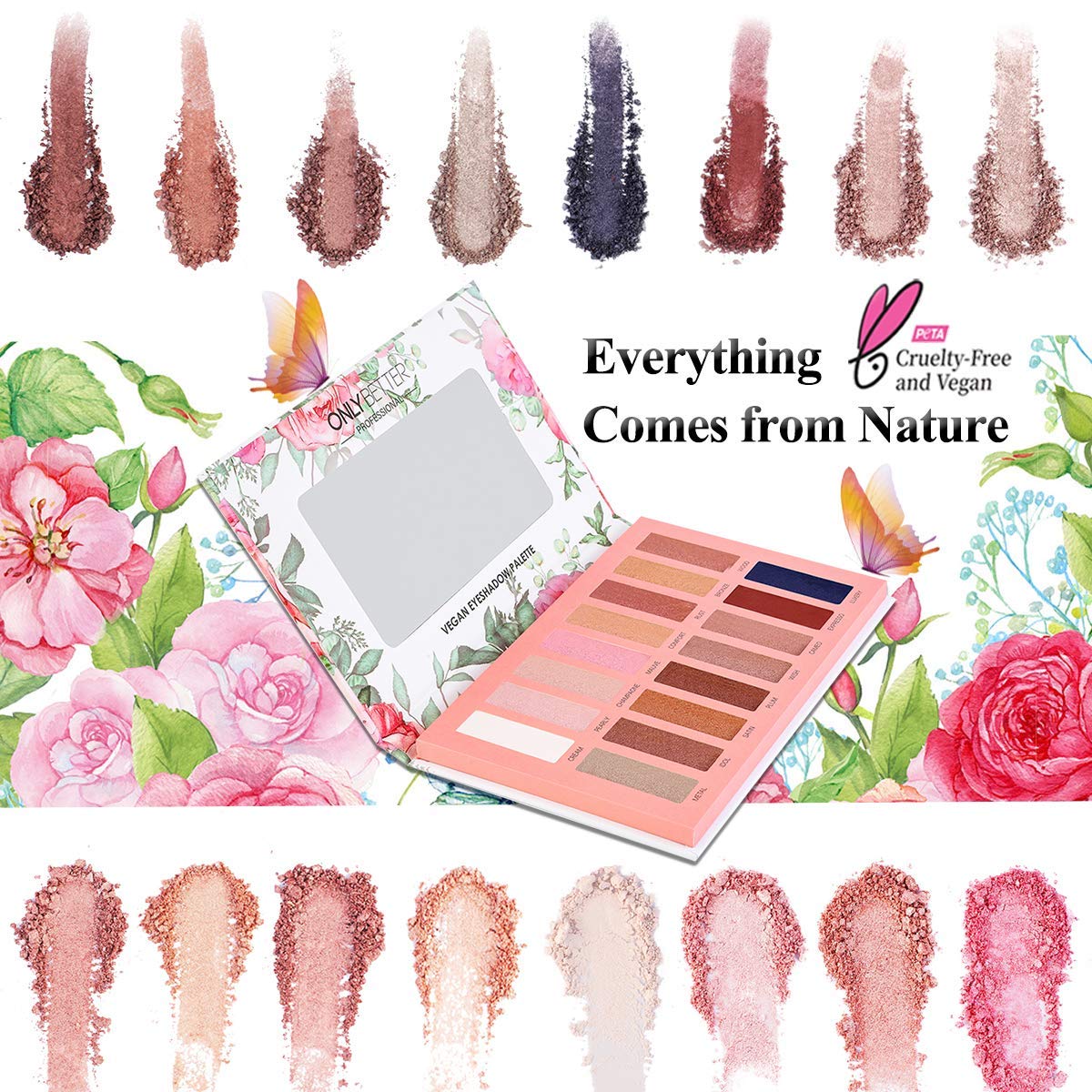 ONLYBETTER vegan nude eyeshadow palette cruelty-free and gluten-free to support sensitive routines.