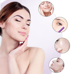 ONLYSKY BEAUTY facial massage action with purple roller demonstrates improved blood flow and product absorption.