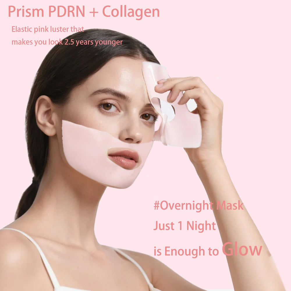 ONMYLOVIN salmon DNA PDRN pink mask shows hydration boost for radiant skin.
