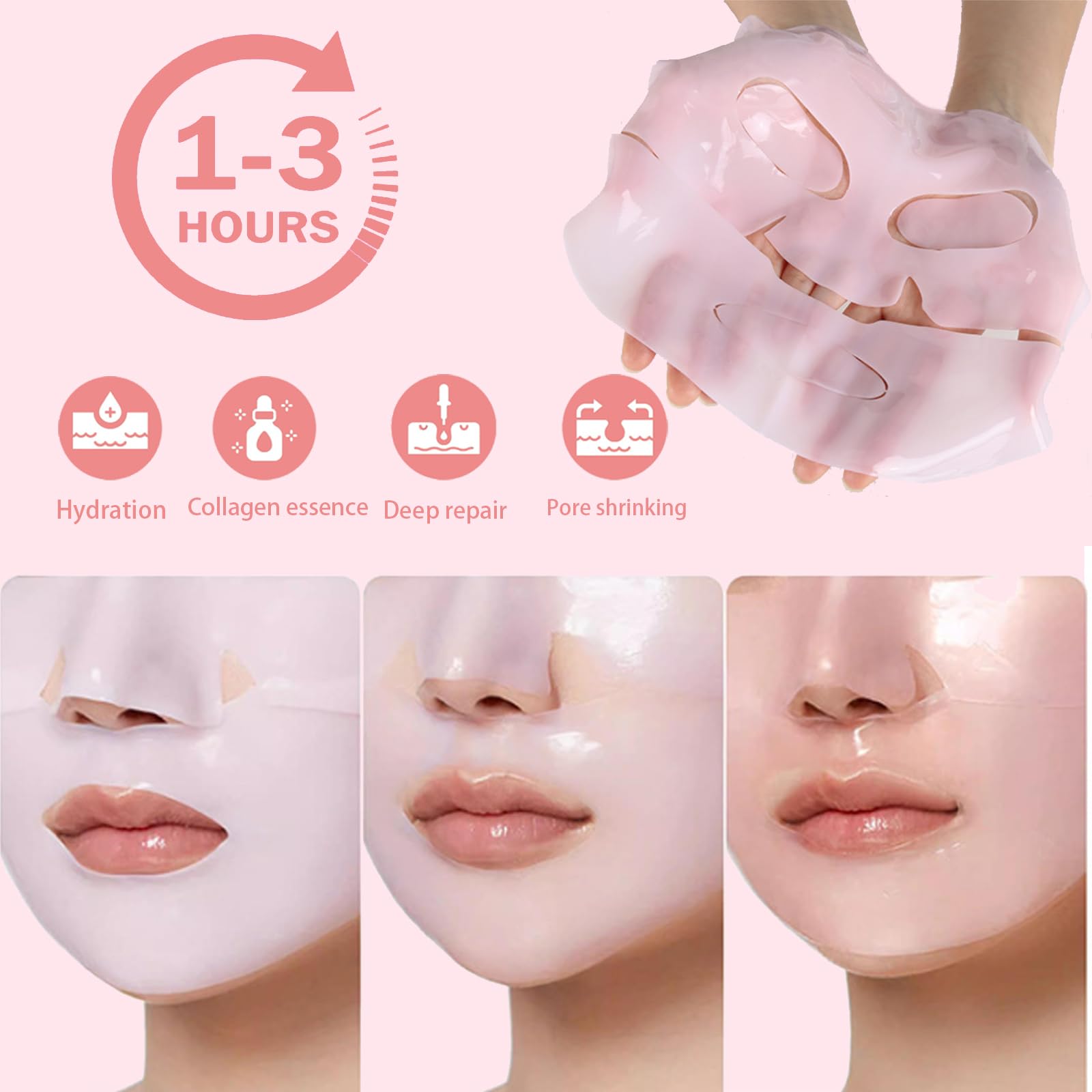 ONMYLOVIN hydrogel mask provides 24-hour moisture barrier support.