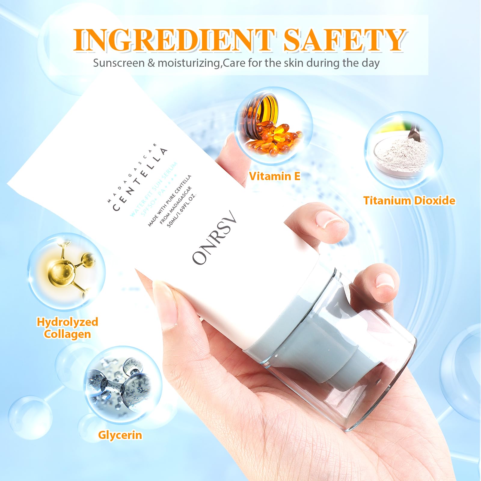 ONRSV Centella Sunscreen SPF50 makeup-base canvas for a dewy finish