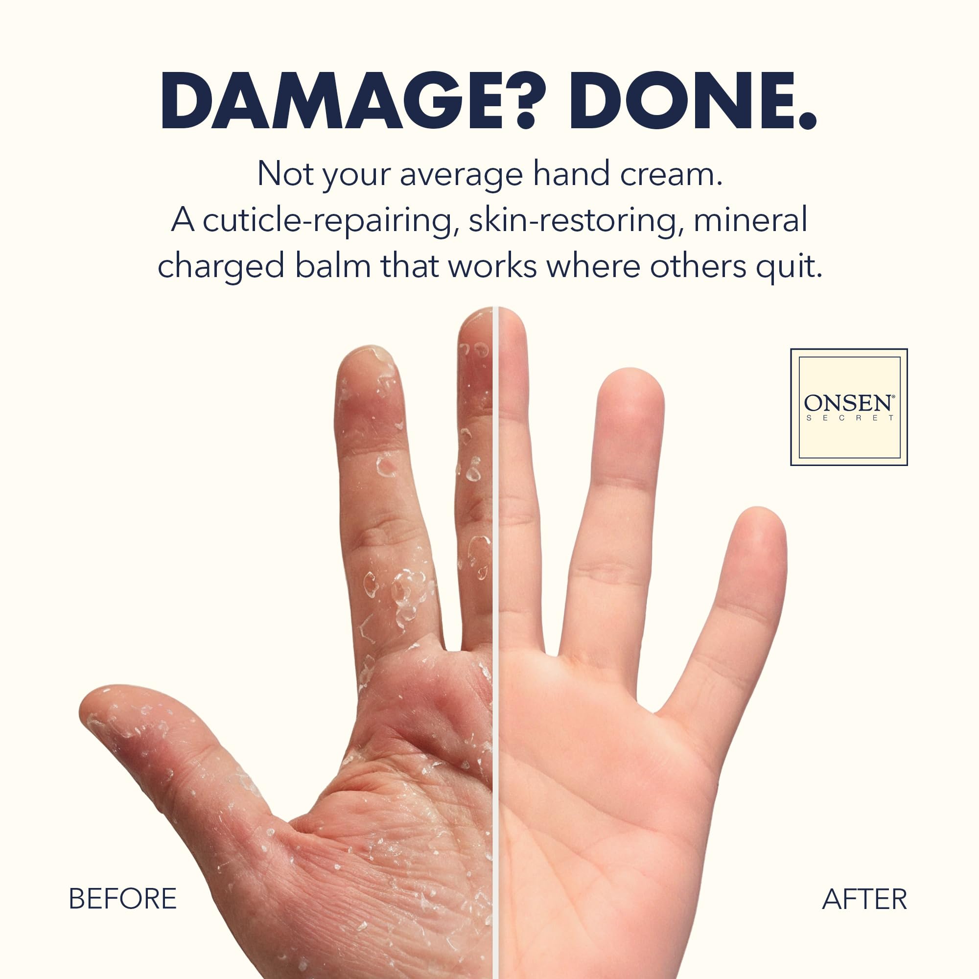 Onsen Secret cuticle cream tub shows rich moisture for dry cuticles
