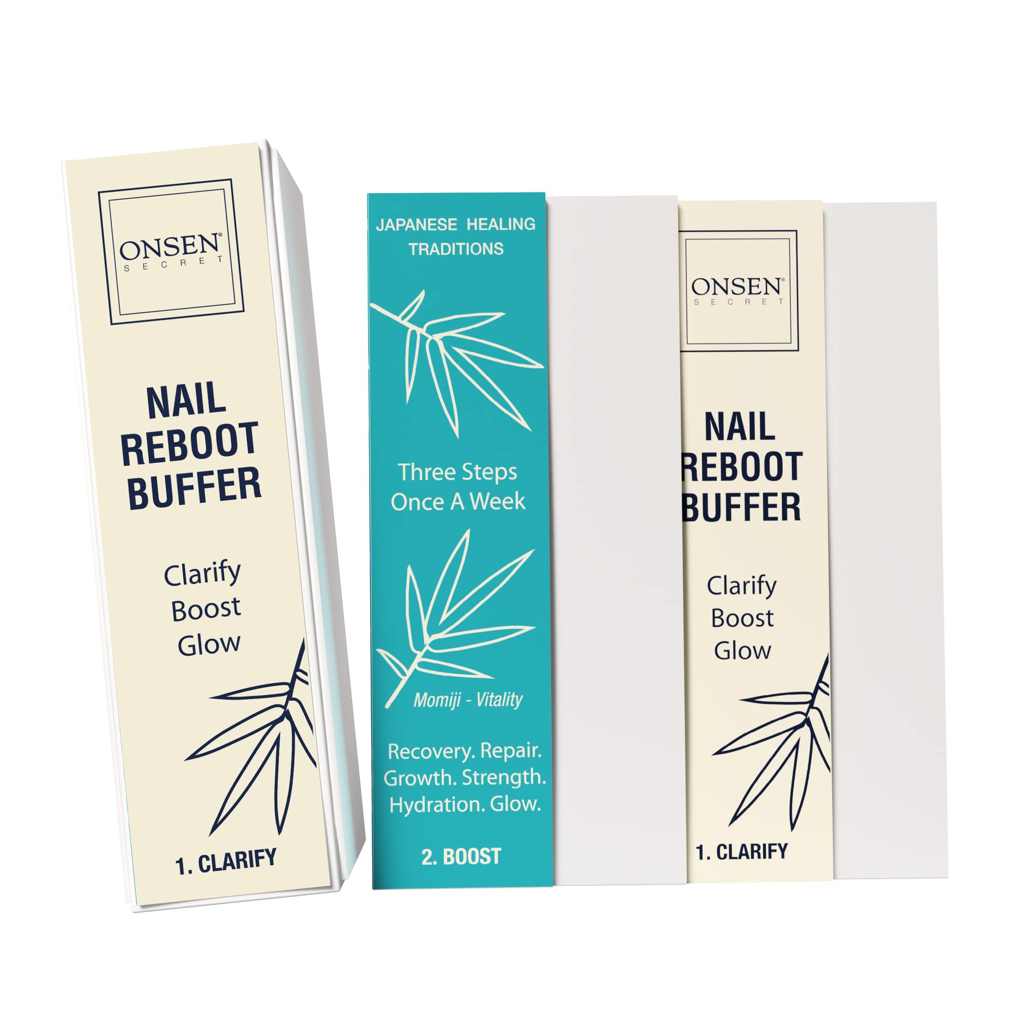 Onsen Secret nail buffer block closeup for gentle smoothing of ridges