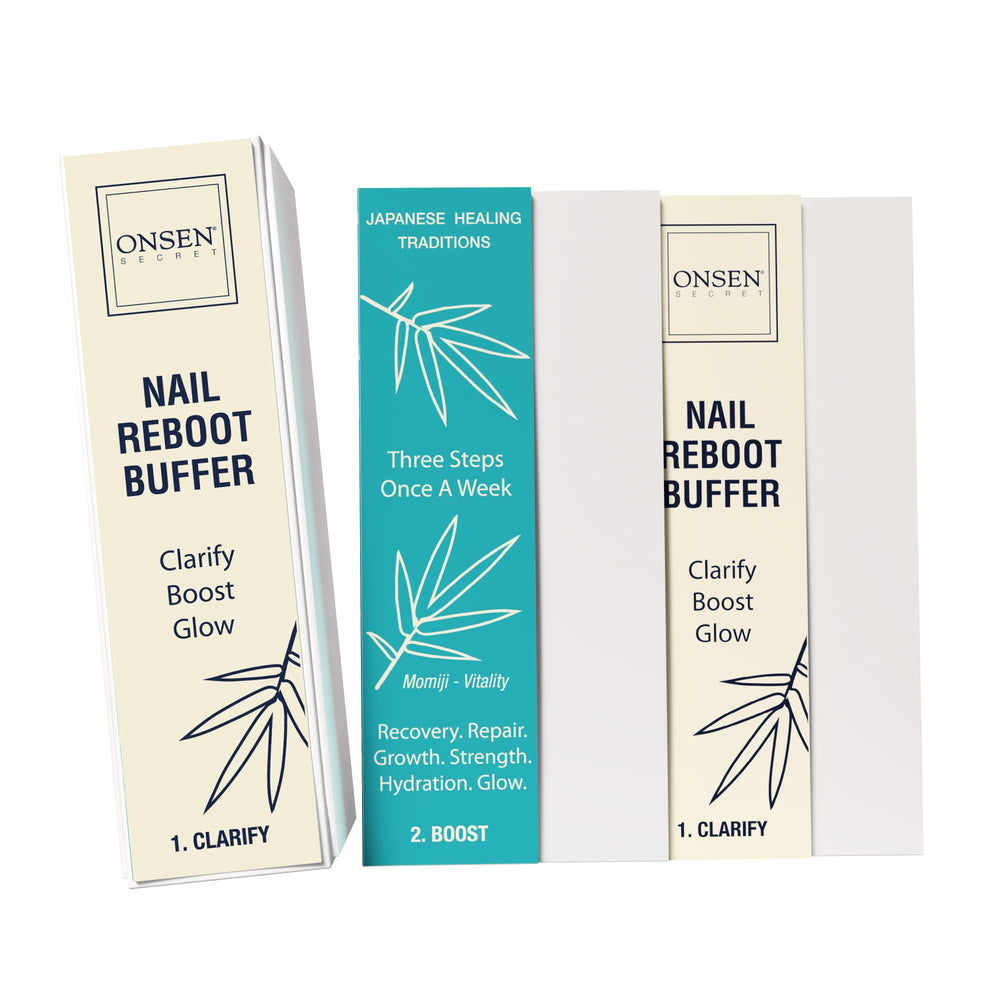 Onsen Secret nail buffer block closeup for gentle smoothing of ridges