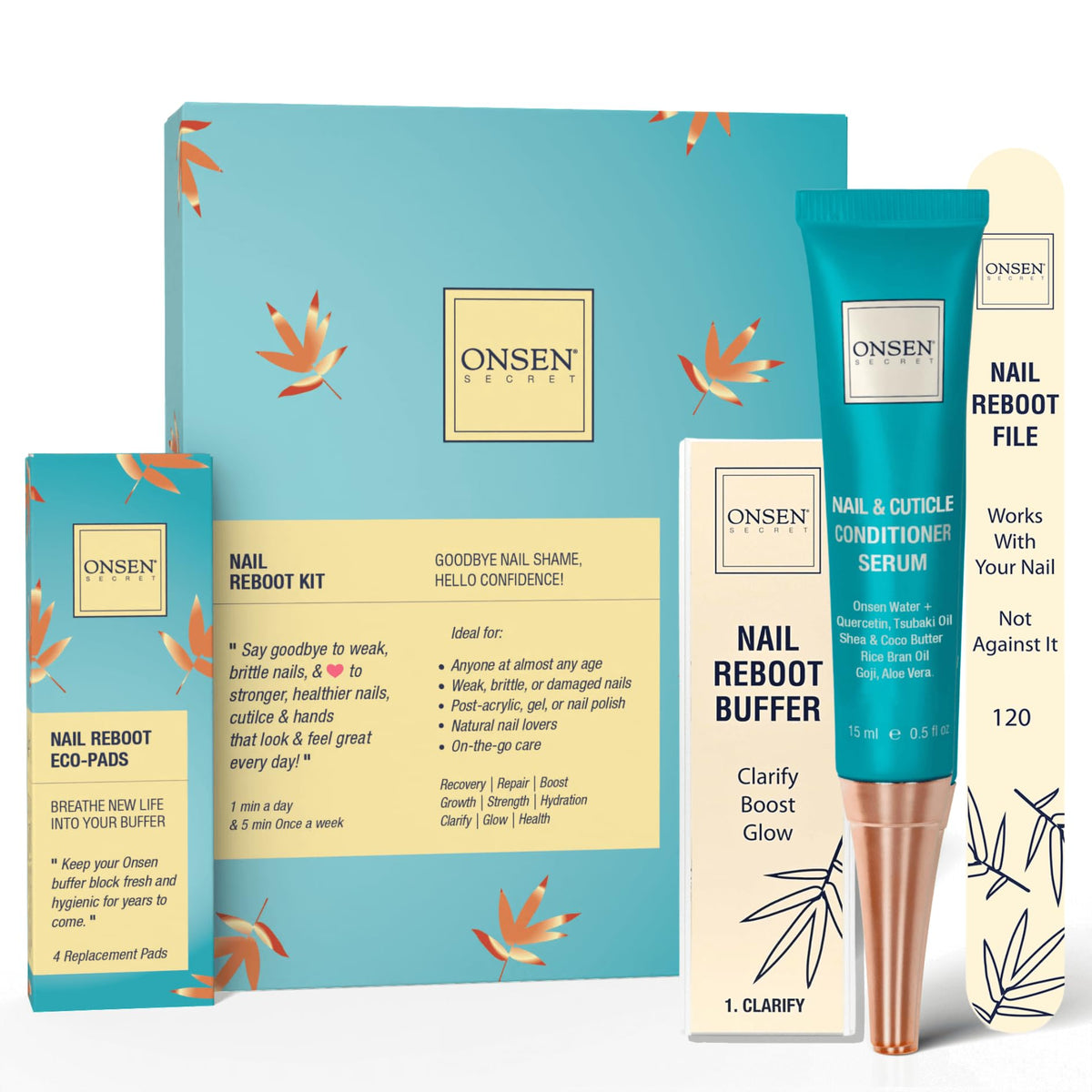Onsen Secret nail care kit with cuticle serum ready for daily hydration and nail health