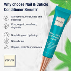 Onsen Secret nail oil bottle highlights deep hydration for nails