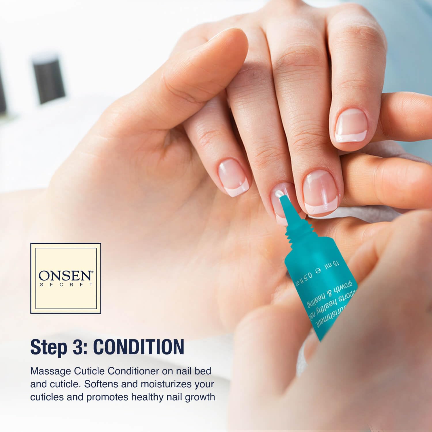 Onsen Secret nails after glow showing improved shine and hydration