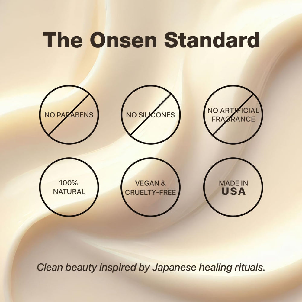 Onsen Secret mineral water bottle highlighting detox hydration for nails