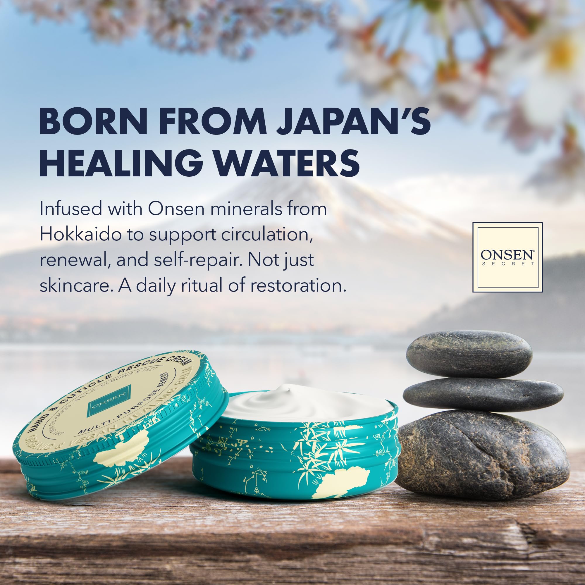 Onsen Secret rescue-kit packaging shows a complete, ready-to-use nail care routine