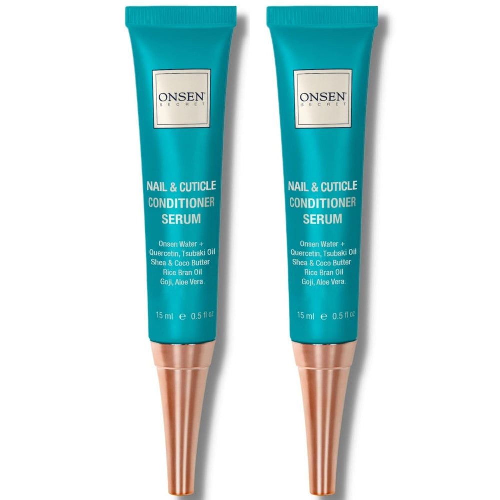 Onsen Secret nail & cuticle serum bottle close-up—quick-absorbing repair for nails.
