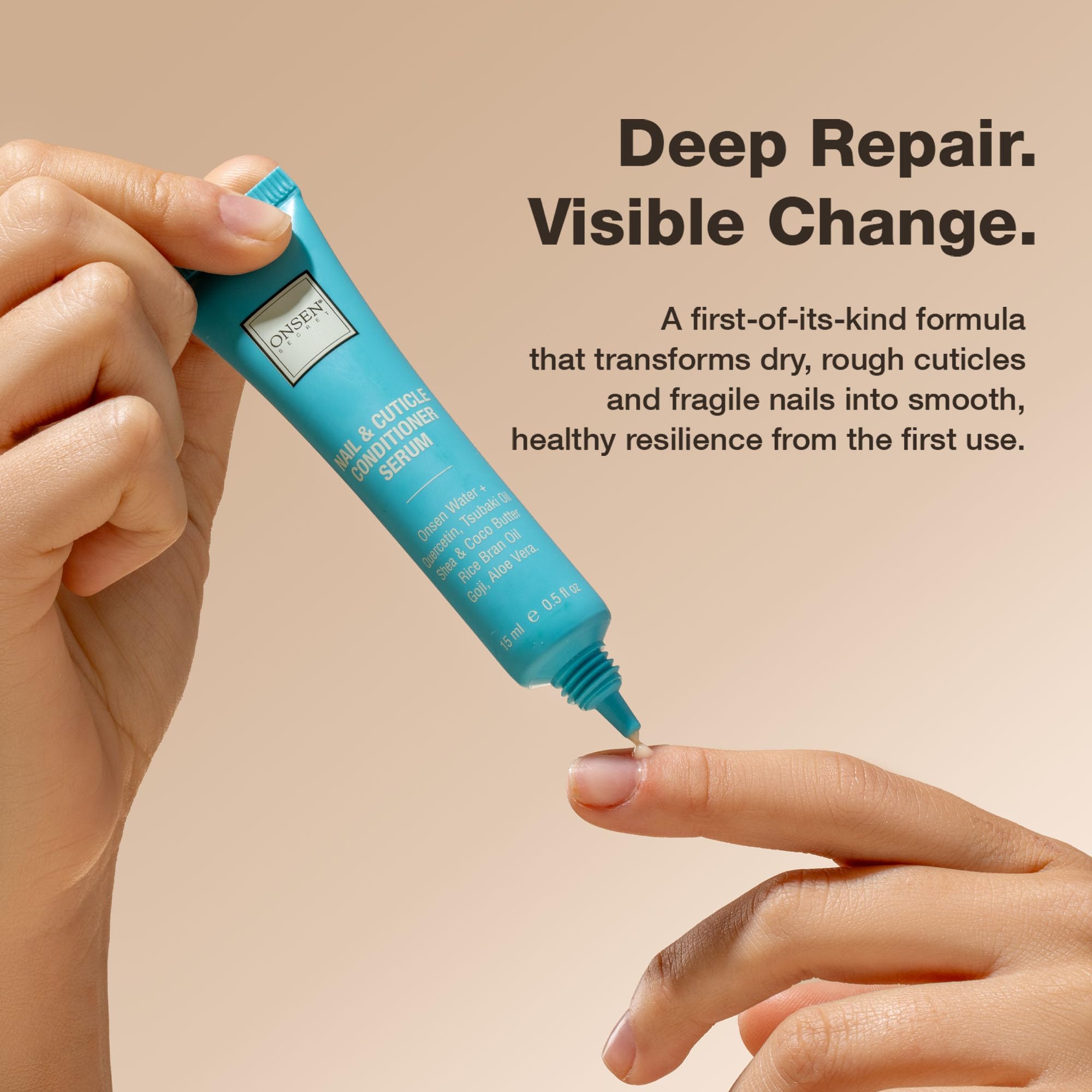 Onsen Secret nail-cuticle serum jar—nourishes nails for flexible strength.