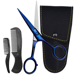 Ontaki facial hair scissors midnight blue 5-inch for precise beard and mustache trimming.
