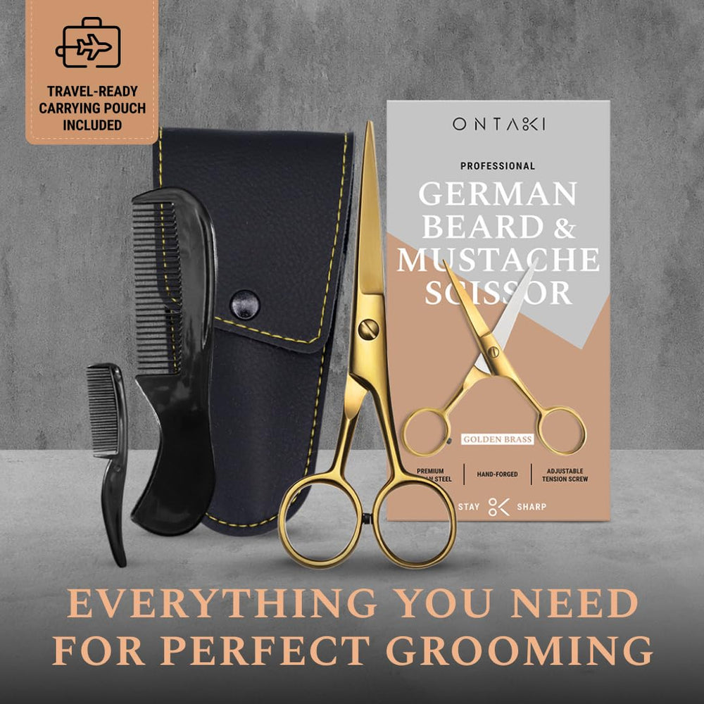 Ontaki brass beard comb for even texture.