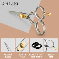 Ontaki ergonomic design beard shears offering comfortable grip during use.