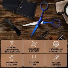 Ontaki leather pouch stores tools for travel-friendly grooming.