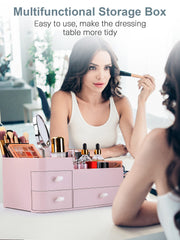 ONXE vanity organizer with silky drawer for easy cosmetic access