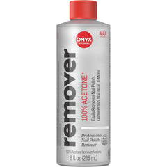 Onyx Professional bottle front showing clear acetone and fast remover benefit
