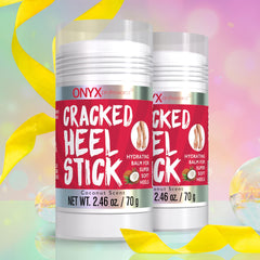 Onyx Professional cracked heel repair balm stick coconut scent delivering soothing hydration.