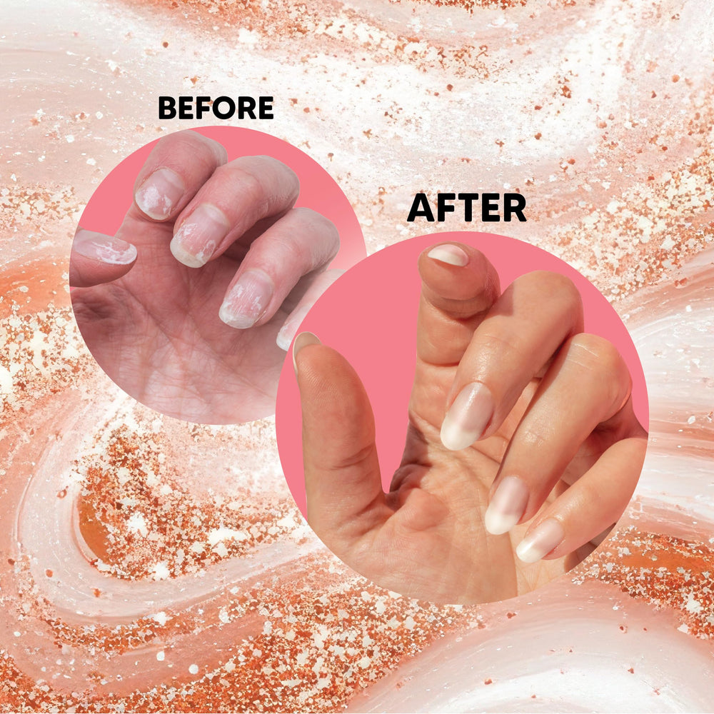 Onyx Professional Hard as Hoof nail before and after visual cue for growth and strength