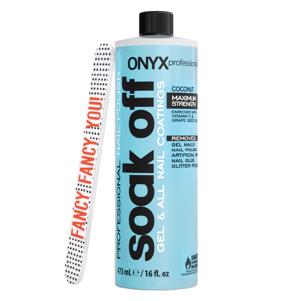 Onyx Professional maximum-strength soak-off remover demonstrating gel polish removal power
