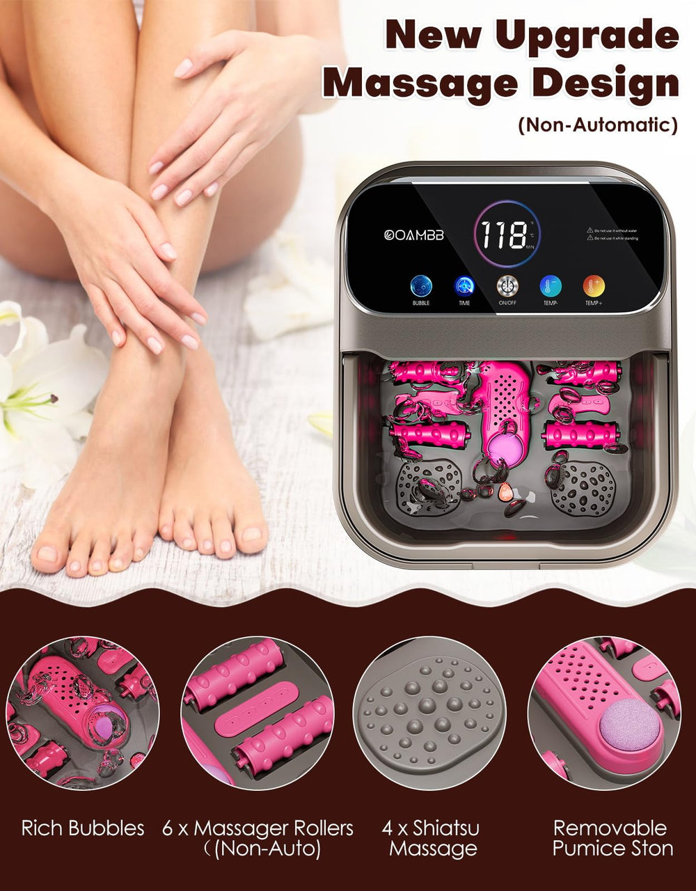 OOAMBB remote control for easy foot spa adjustments during soak