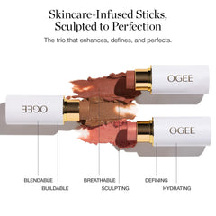 Ogee Face Stick Trio blush stick delivers rosy flush with skin-like blend.