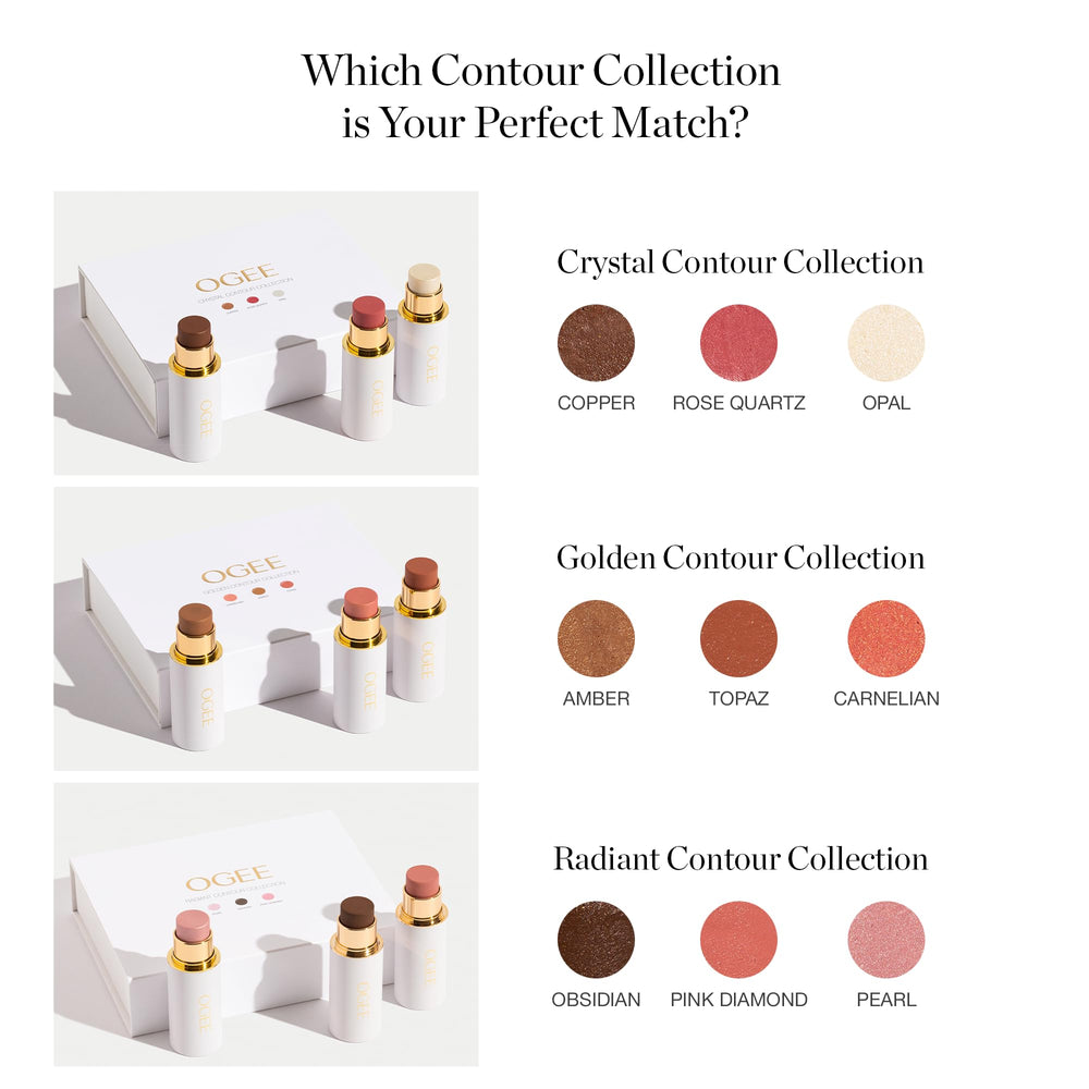 Ogee Face Stick Trio creamy texture provides seamless blending for natural finish.
